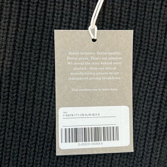 NWT Everlane The Organic Cotton Slim Crew Sweater in Black Size S - Picture 3 of 13